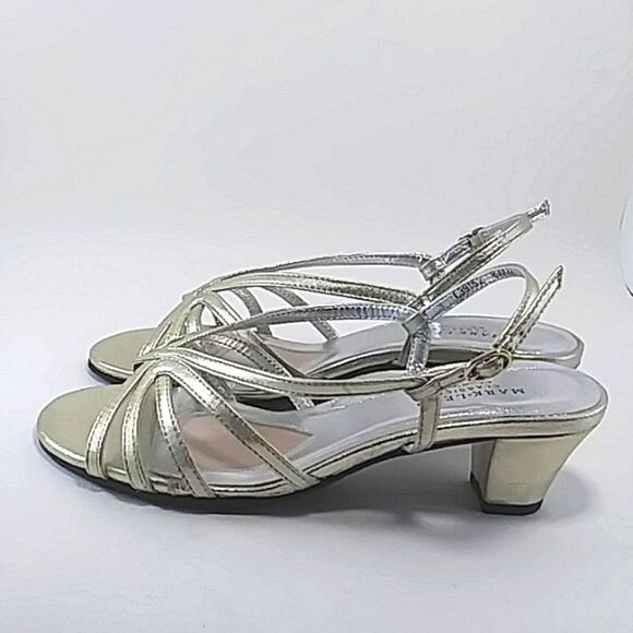 Walking Cradles Mark Lemp Leash Gold Leather Strappy Dressy Sandal Heels 8WW - Picture 5 of 11